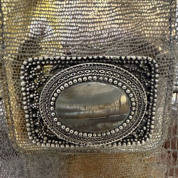 Todd Anthony Metallic Evening Bag Embossed Snakeskin Convertible Clutch Purse - Picture 7 of 11